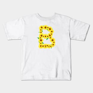 Sunflowers Initial Letter B (White Background) Kids T-Shirt